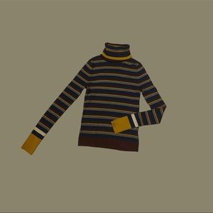 navy-caramel-grey stripes turtleneck knitted sweater
